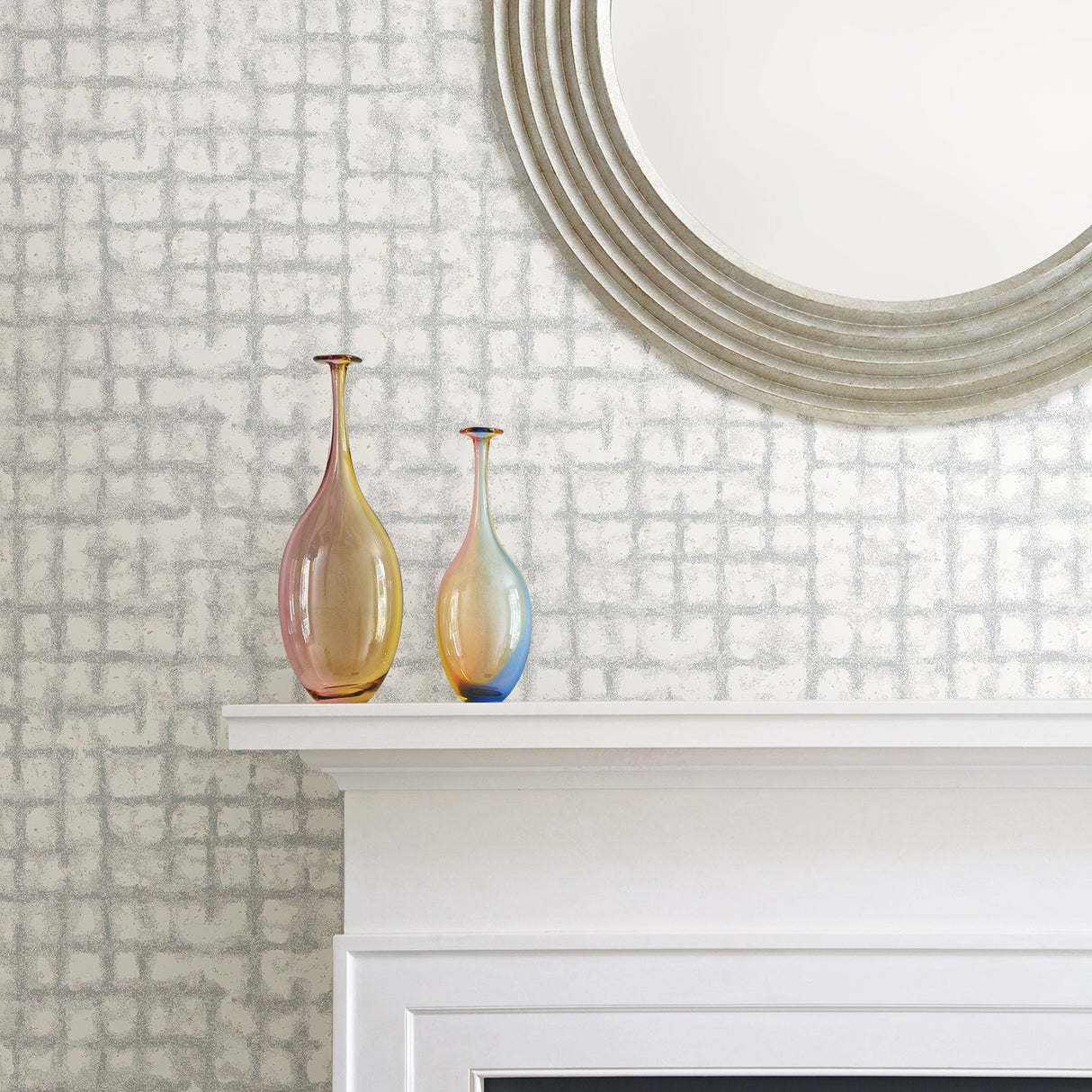 A-Street Prints 2964-87348 Shea Light Grey Distressed Geometric Wallpaper
