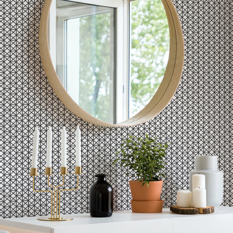 A-Street Prints 2969-26004 Lisbeth Black Geometric Lattice Wallpaper