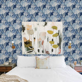 A-Street Prints 2969-26007 Samara Blue Monstera Leaf Wallpaper