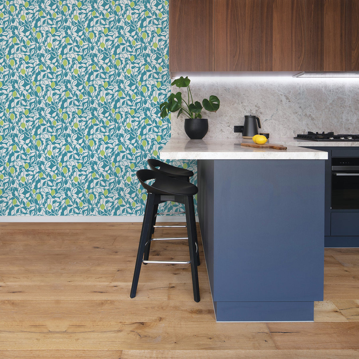 A-Street Prints 2969-26026 Loretto Teal Citrus Wallpaper