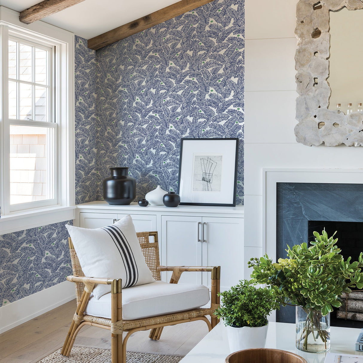 A-Street Prints 2969-26034 Athina Navy Fern Wallpaper
