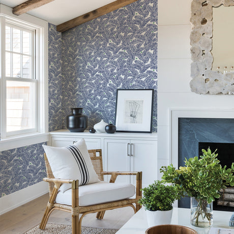 A-Street Prints 2969-26034 Athina Navy Fern Wallpaper