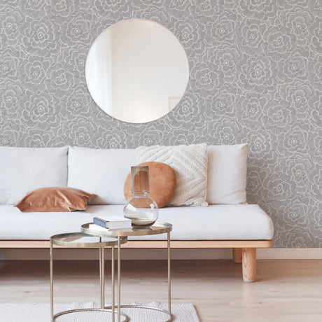 A-Street Prints 2969-26038 Periwinkle Grey Textured Floral Wallpaper