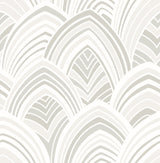 A-Street Prints 2969-87352 Cabarita White Art Deco Flocked Leaves Wallpaper