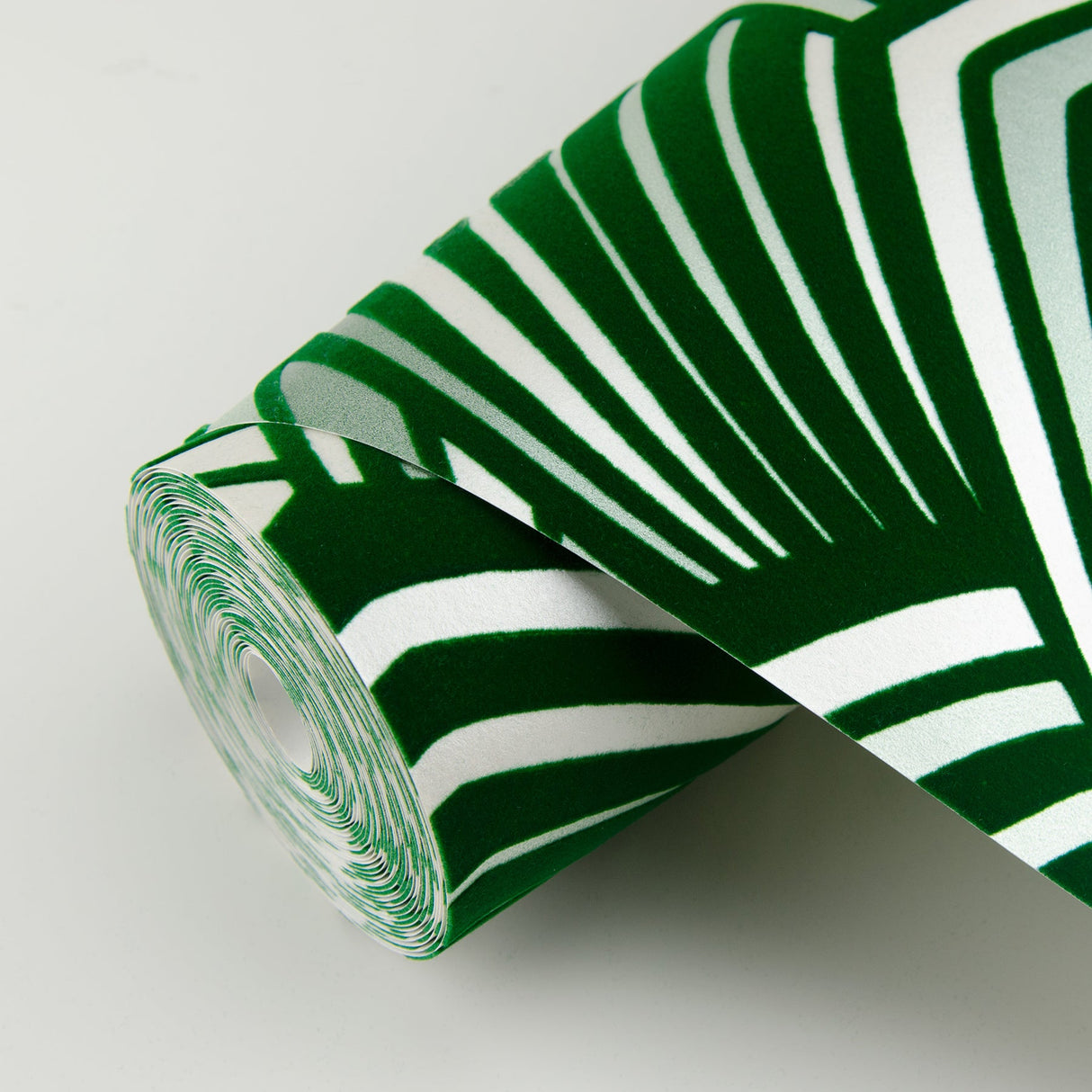 A-Street Prints 2969-87354 Cabarita Green Art Deco Flocked Leaves Wallpaper
