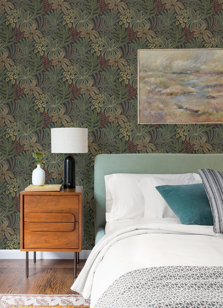 A-Street Prints 2970-13902 Sumner Black Woodland Botanical Wallpaper