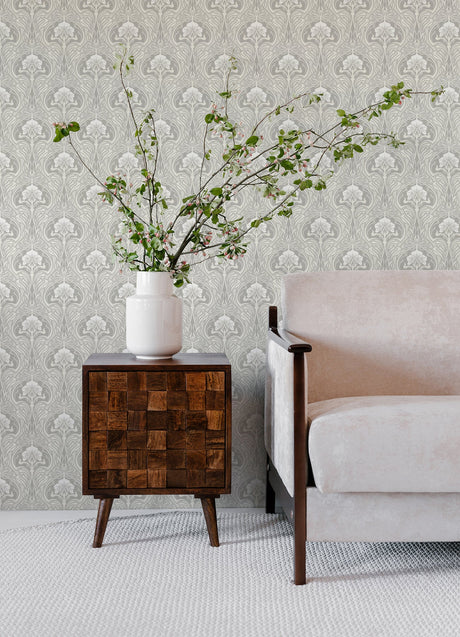A-Street Prints 2970-26149 Mucha Off-White Botanical Ogee Wallpaper
