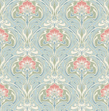 A-Street Prints 2970-26152 Mucha Light Blue Botanical Ogee Wallpaper