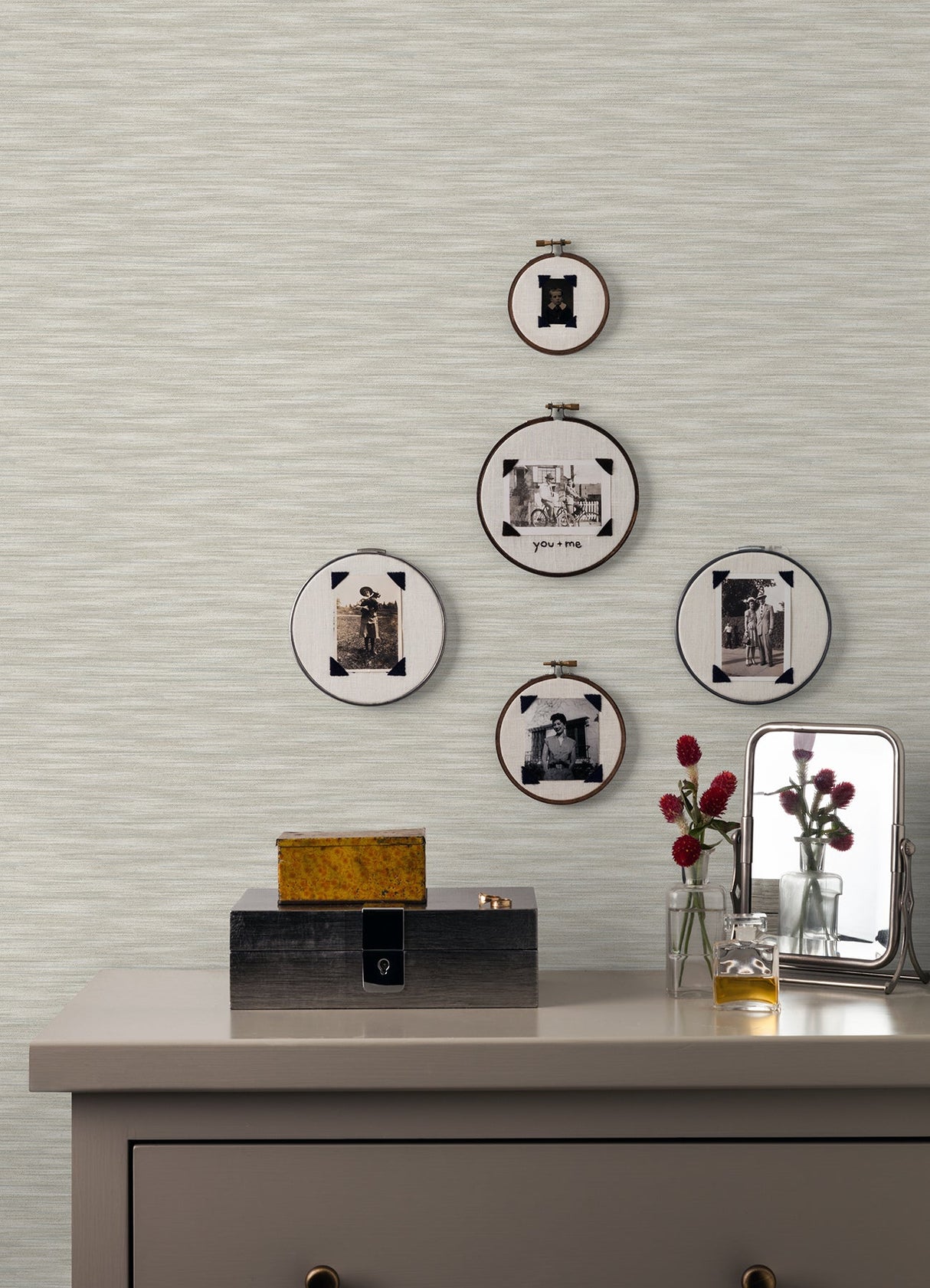 A-Street Prints 2970-26158 Benson Light Grey Variegated Stripe Wallpaper
