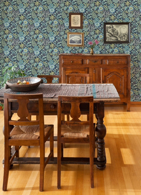 A-Street Prints 2970-87533 Voysey Navy Floral Wallpaper