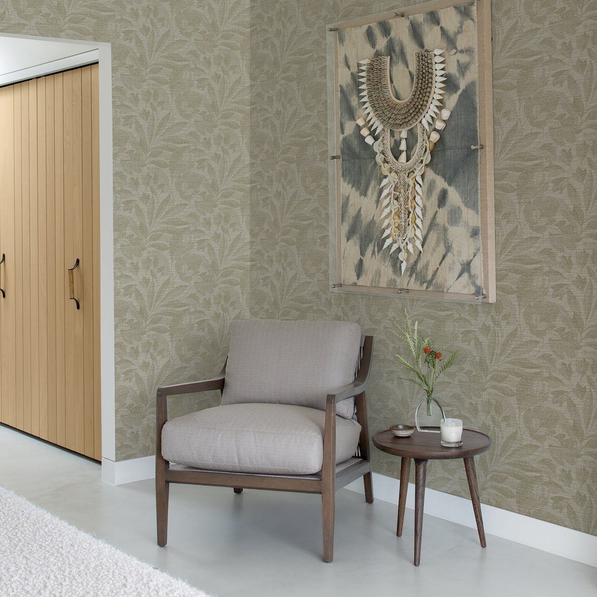A-Street Prints 2971-86150 Lei Neutral Etched Leaves Wallpaper