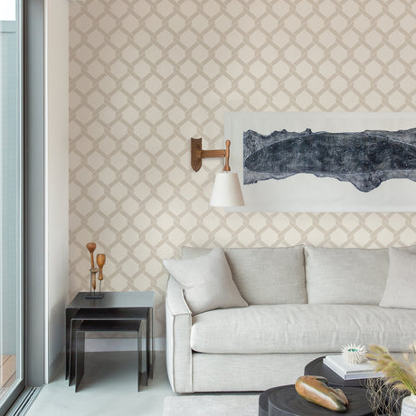A-Street Prints 2971-86311 Payton Beige Hexagon Trellis Wallpaper
