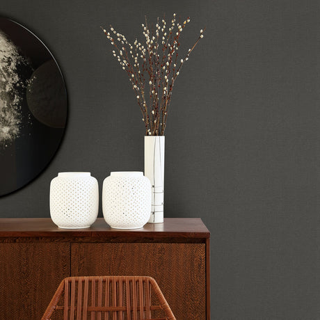 A-Street Prints 2971-86317 Meade Charcoal Fine Weave Wallpaper
