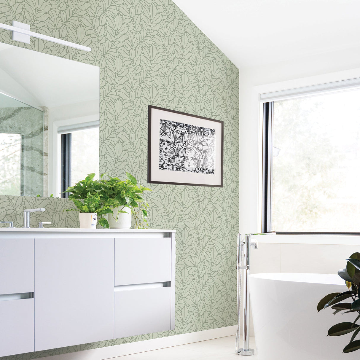 A-Street Prints 2971-86320 Coraline Green Leaf Wallpaper