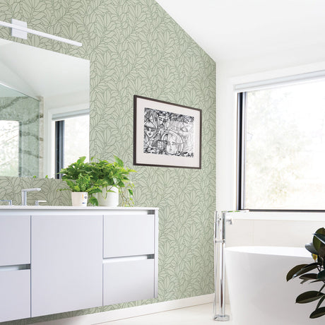 A-Street Prints 2971-86320 Coraline Green Leaf Wallpaper