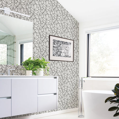 A-Street Prints 2971-86322 Coraline White Leaf Wallpaper