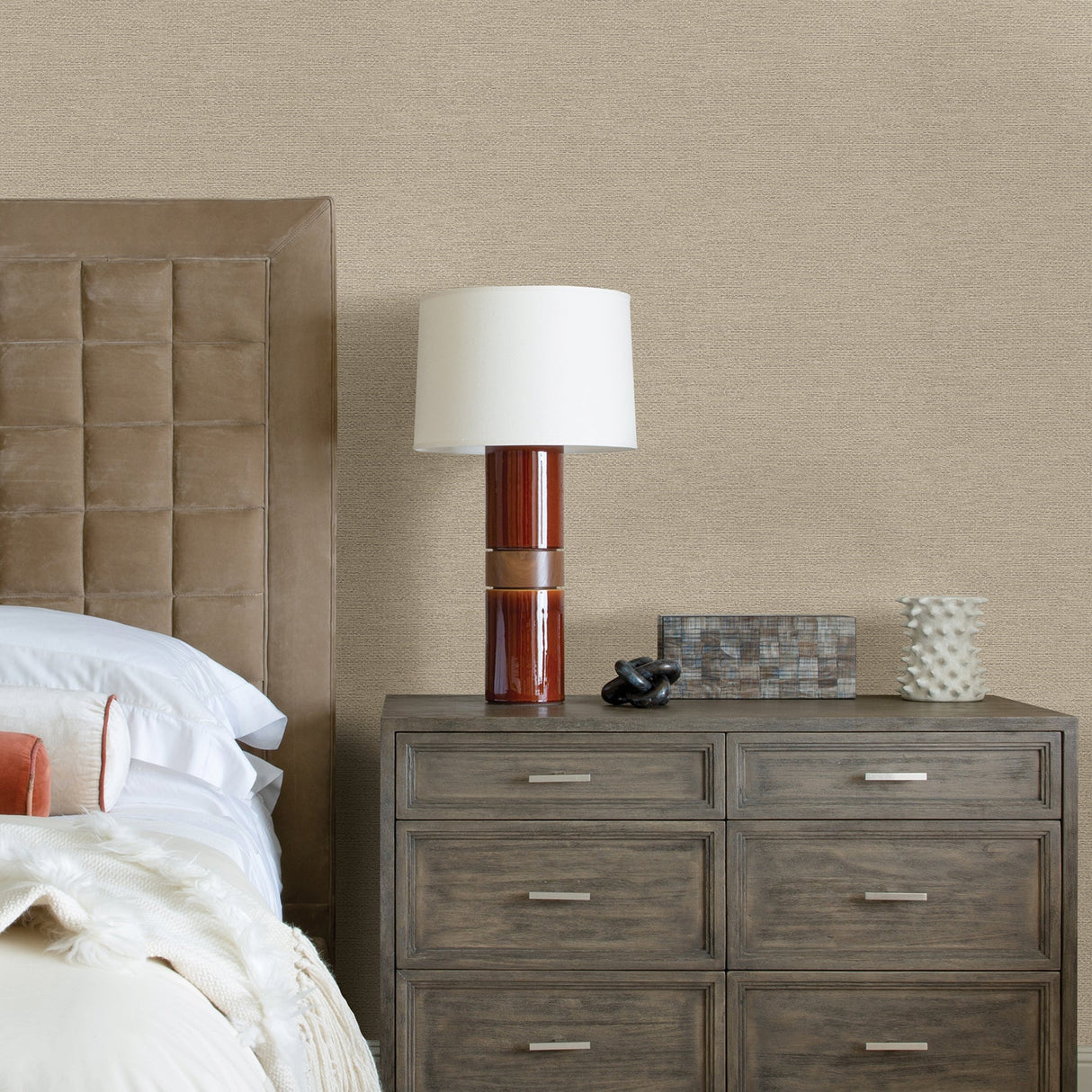 A-Street Prints 2971-86353 Jordan Beige Faux Tweed Wallpaper