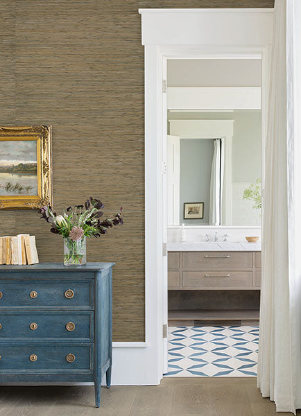 Eade’s Shuang Olive Handmade Grasscloth Wallpaper Olive