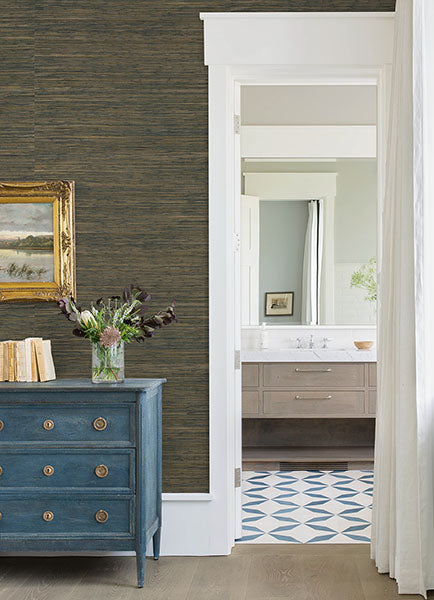 Eade’s Shuang Teal Handmade Grasscloth Wallpaper Teal