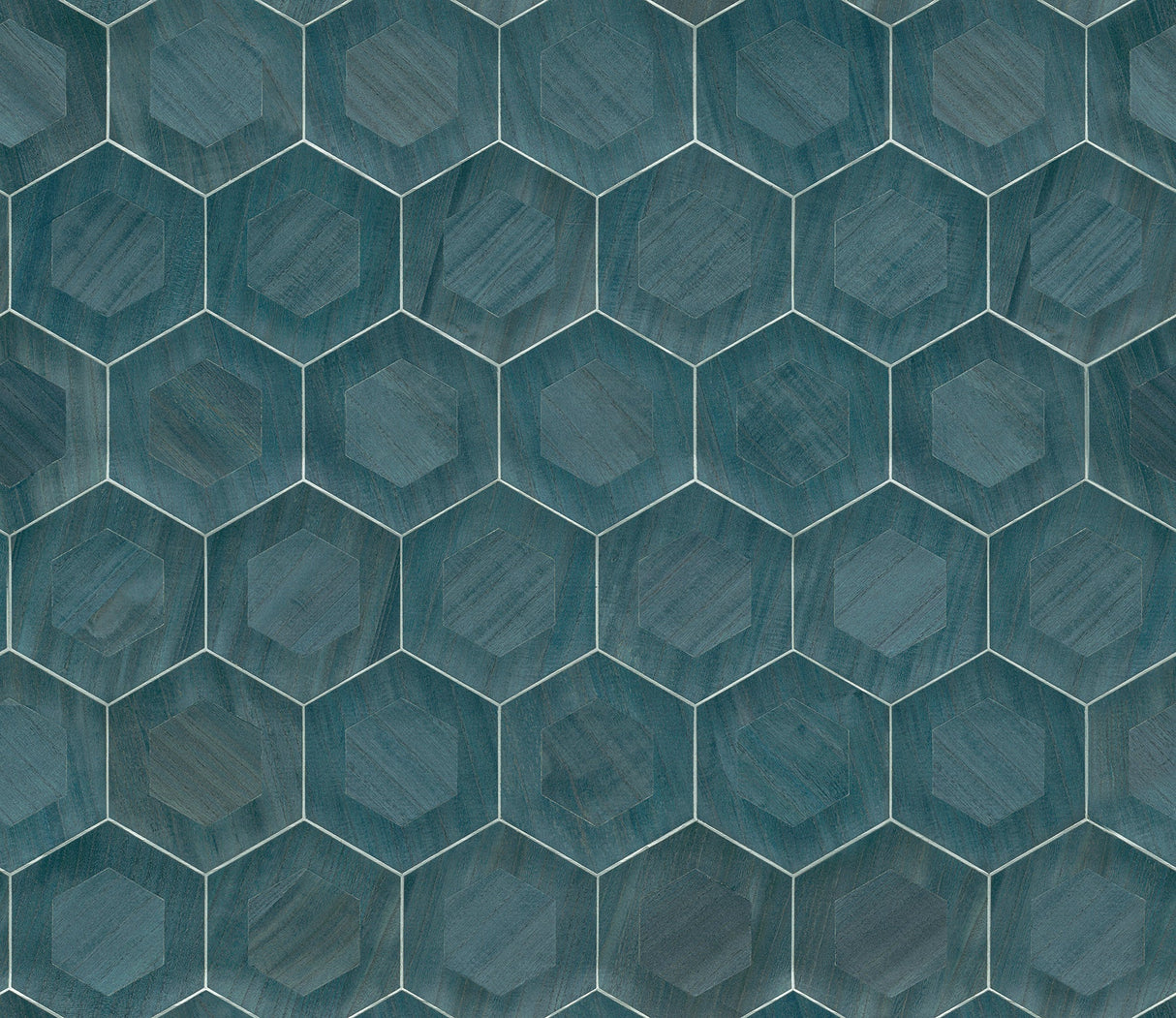Eade’s Shunan Blue Wood Veneer Inlay Wallpaper Blue