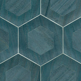 Eade’s Shunan Blue Wood Veneer Inlay Wallpaper Blue