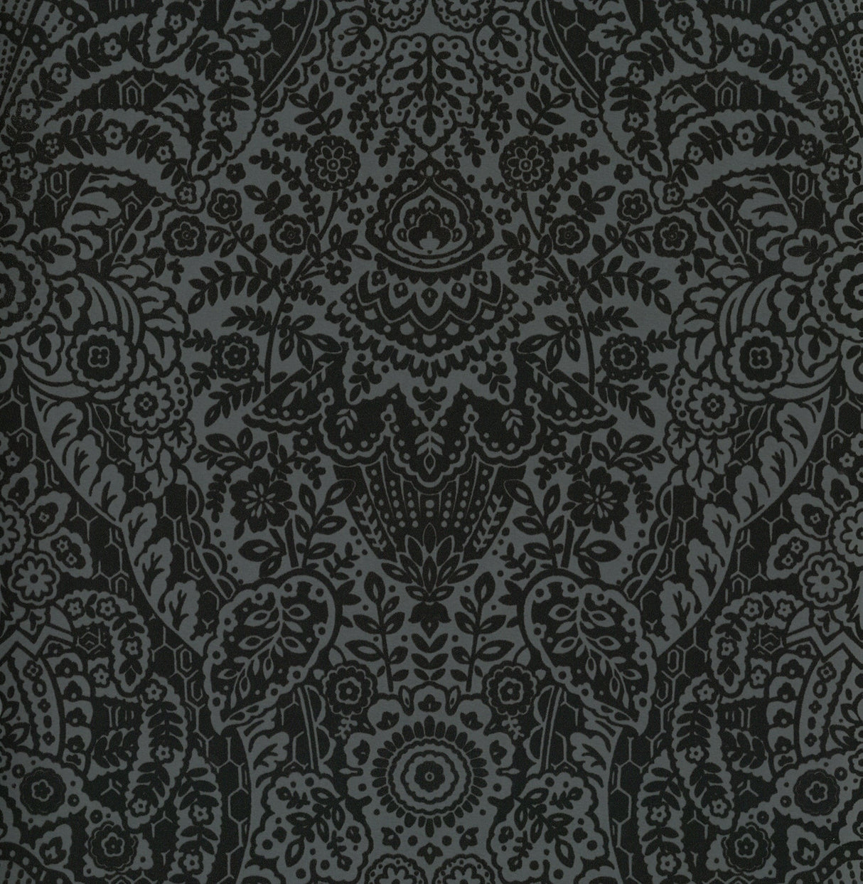 A-Street Prints 2973-87365 Maris Charcoal Flock Damask Wallpaper