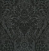 A-Street Prints 2973-87365 Maris Charcoal Flock Damask Wallpaper