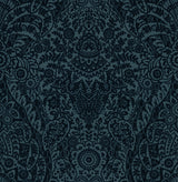 A-Street Prints 2973-87367 Maris Indigo Flock Damask Wallpaper