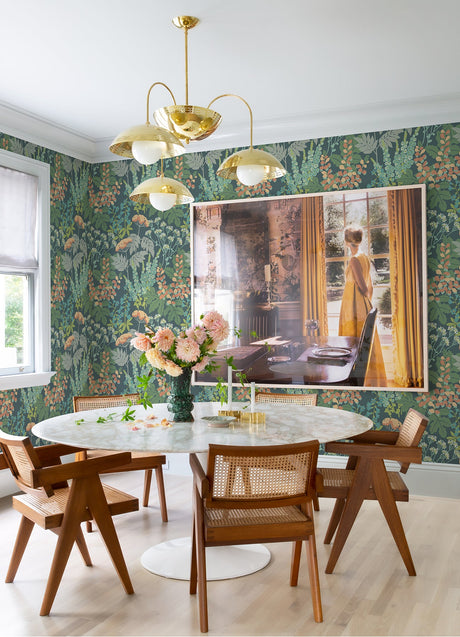 A-Street Prints 2973-90008 Brie Teal Forest Flowers Wallpaper