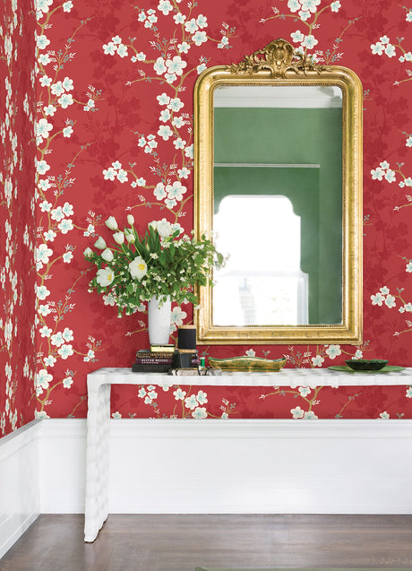 A-Street Prints 2973-90101 Nicolette Red Floral Trail Wallpaper