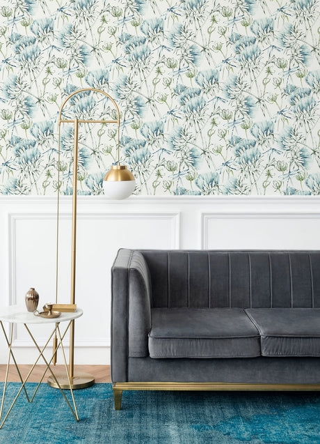 A-Street Prints 2973-90401 Mariell Teal Dragonfly Wallpaper