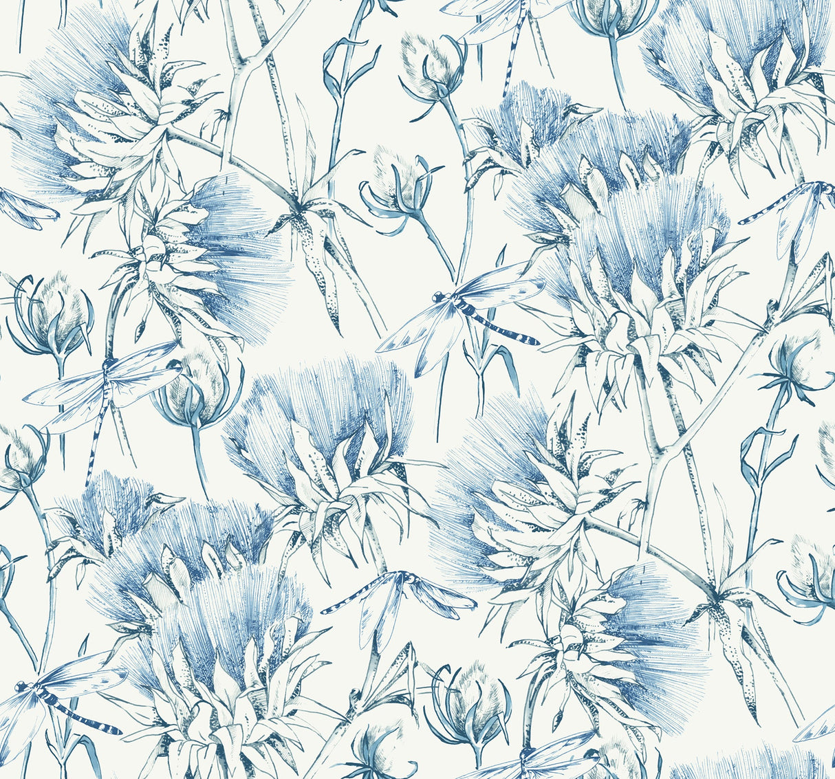 A-Street Prints 2973-90403 Mariell Blue Dragonfly Wallpaper