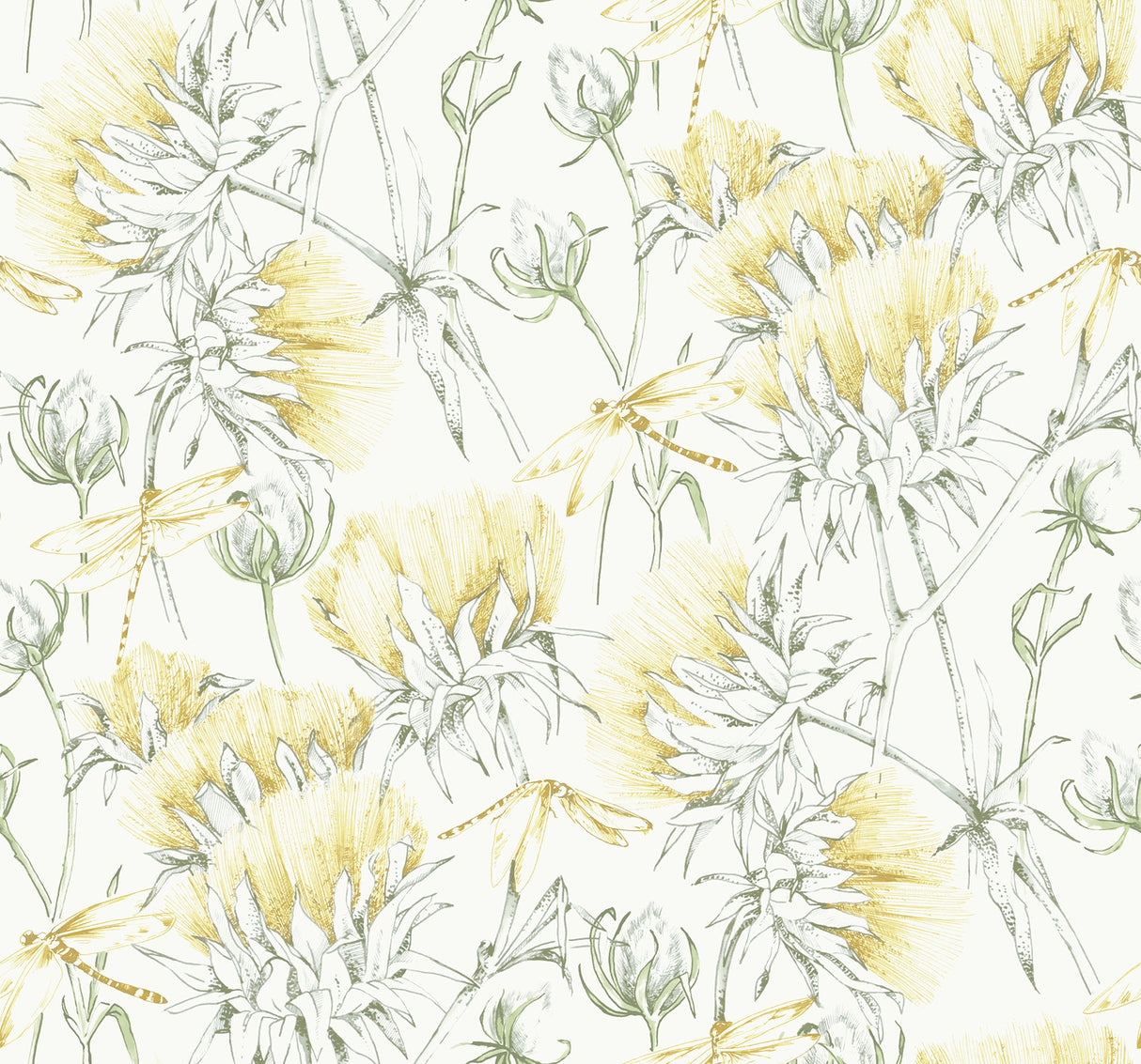 A-Street Prints 2973-90404 Mariell Gold Dragonfly Wallpaper