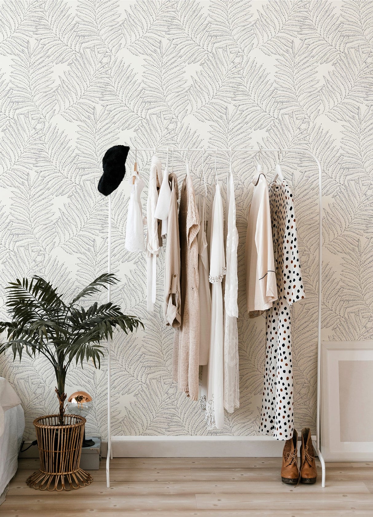 A-Street Prints 2973-90505 Finnley Grey Inked Fern Wallpaper
