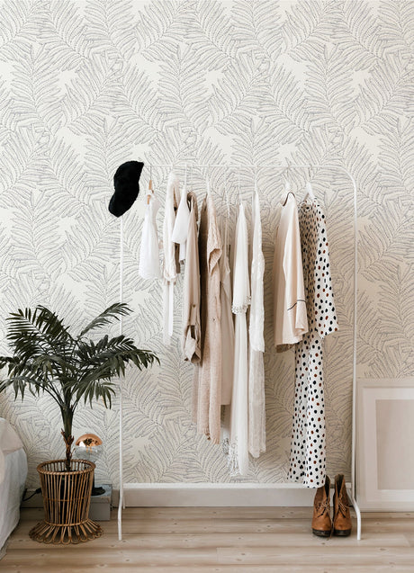 A-Street Prints 2973-90505 Finnley Grey Inked Fern Wallpaper
