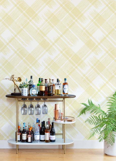A-Street Prints 2973-90701 Zag Yellow Modern Plaid Wallpaper