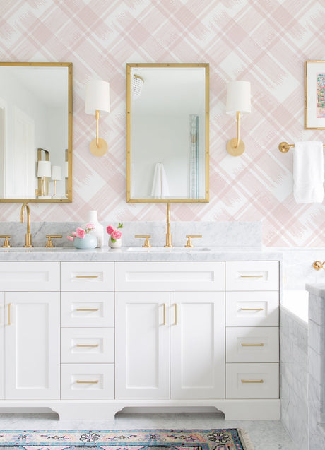 A-Street Prints 2973-90702 Zag Pink Modern Plaid Wallpaper