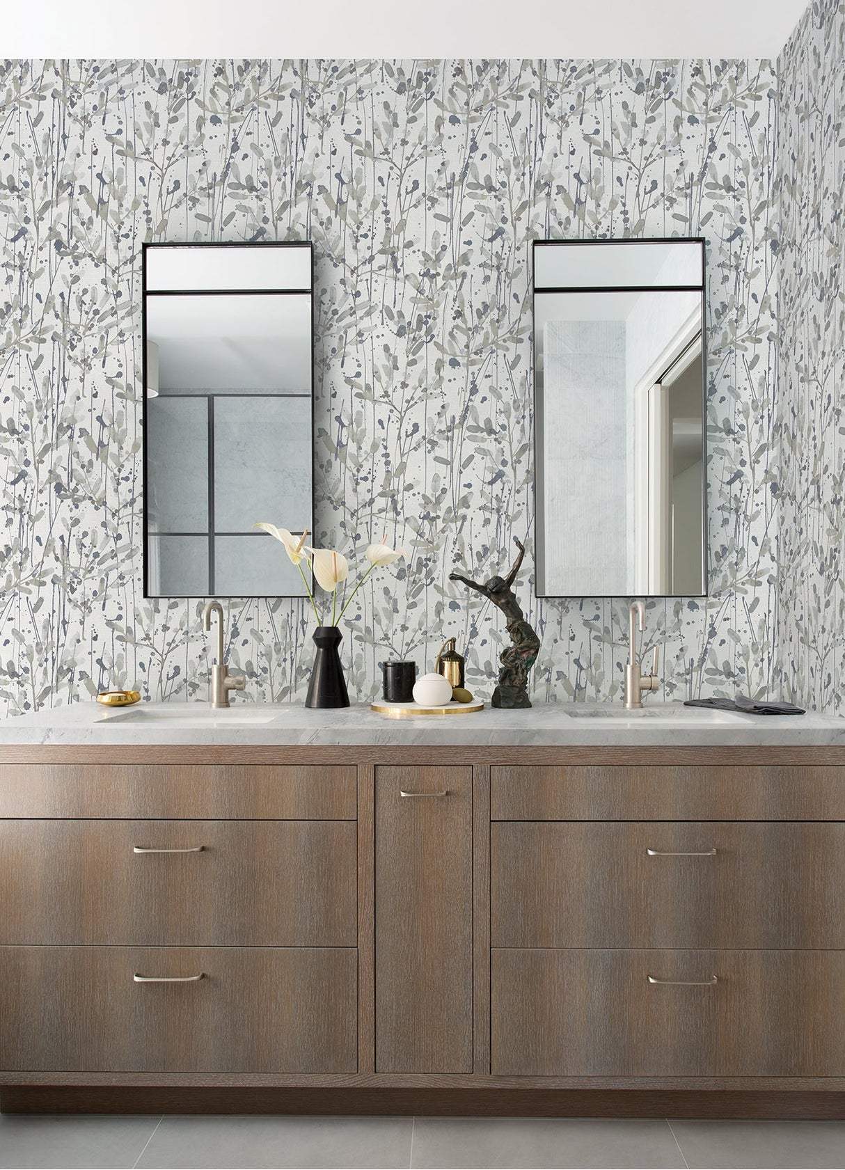 A-Street Prints 2975-26238 Leandra Grey Floral Trail Wallpaper