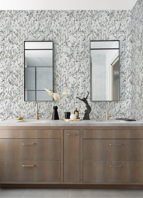 A-Street Prints 2975-26238 Leandra Grey Floral Trail Wallpaper