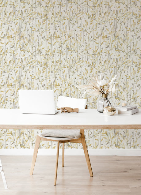 A-Street Prints 2975-26240 Leandra Yellow Floral Trail Wallpaper