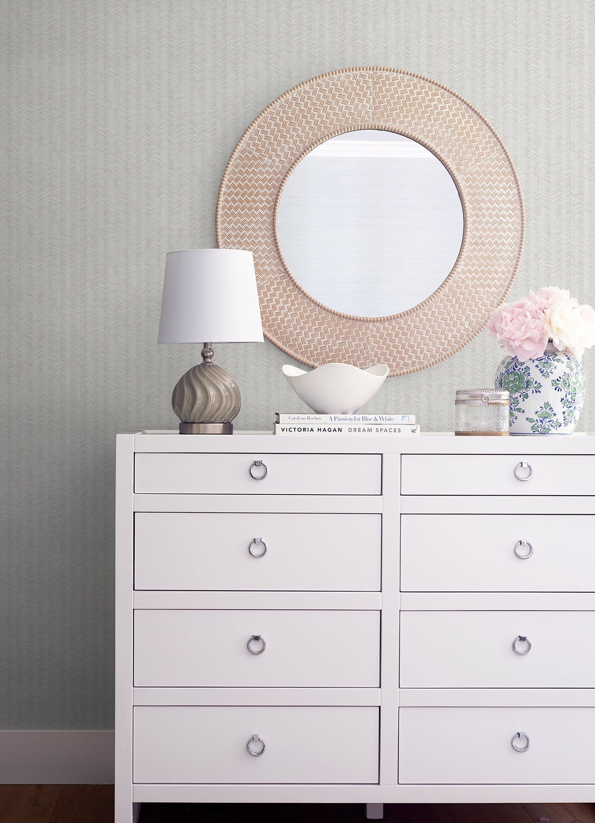 A-Street Prints 2976-86507 Saranyu Light Grey Petite Chevron Wallpaper