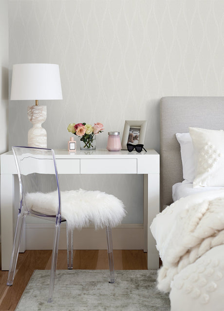 A-Street Prints 2976-86518 Tetsu Silver Ogee Wave Wallpaper