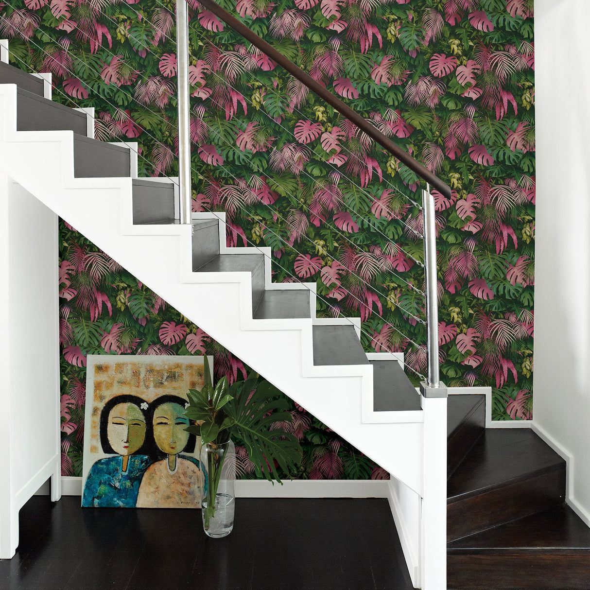 Advantage 2979-37280-1 Luana Pink Tropical Forest Wallpaper