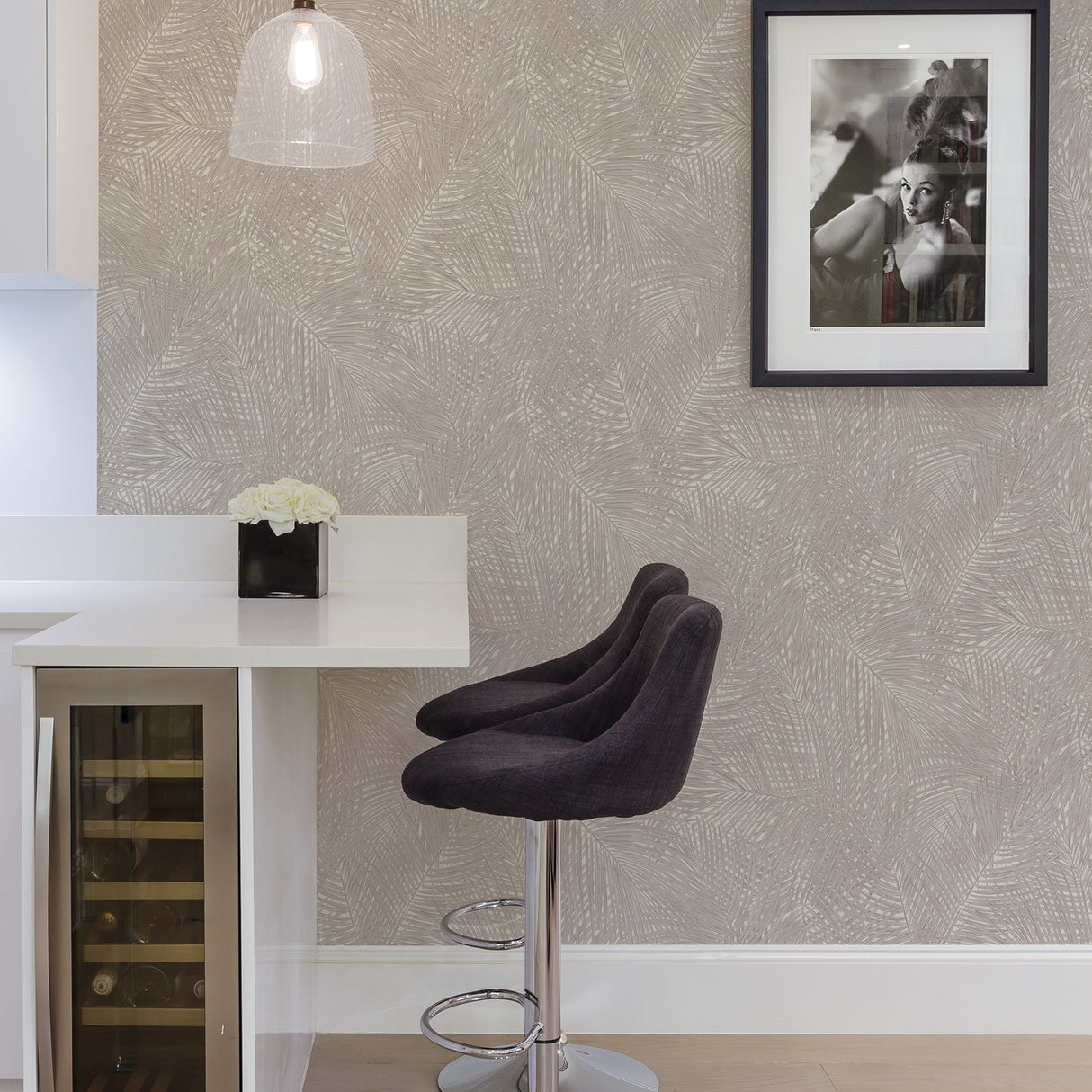 Advantage 2979-37371-2 Raina Taupe Fronds Wallpaper