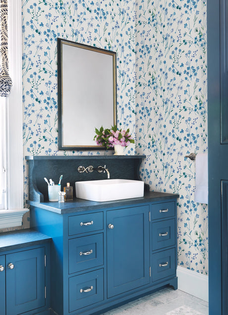 Advantage 2980-26176 Heidi Blue Watercolor Florals Wallpaper