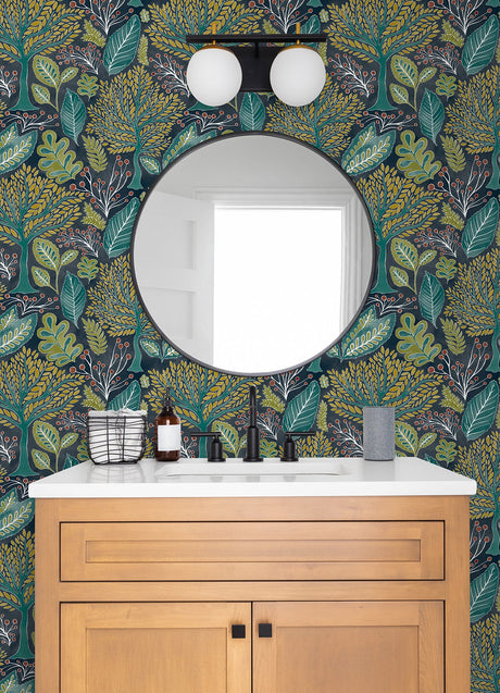 Advantage 2980-26186 Kiah Blue Forest Wallpaper