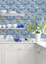 Advantage 2980-26187 Dori Blue Painterly Floral Wallpaper
