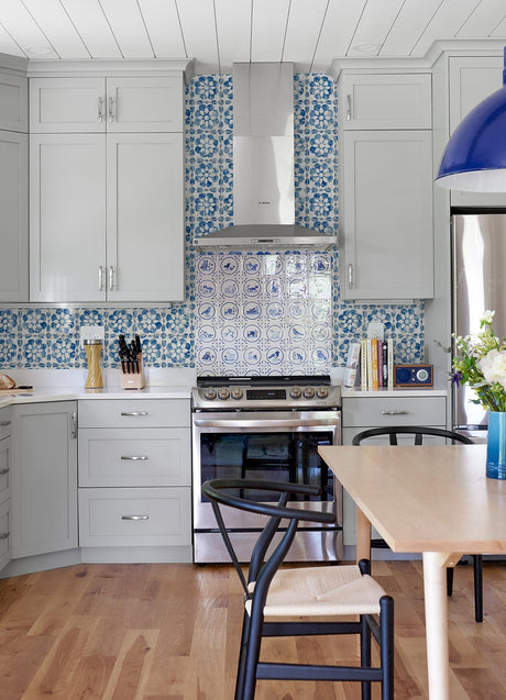 Advantage 2980-26192 Izeda Blue Floral Tile Wallpaper
