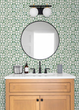 Advantage 2980-26193 Izeda Green Floral Tile Wallpaper