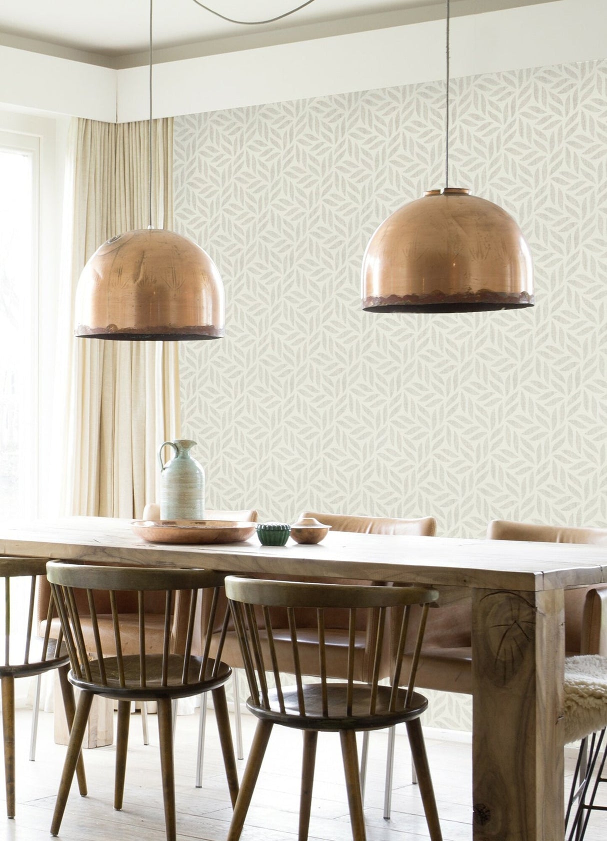 Advantage 2980-704631 Sagano Light Grey Leaf Wallpaper